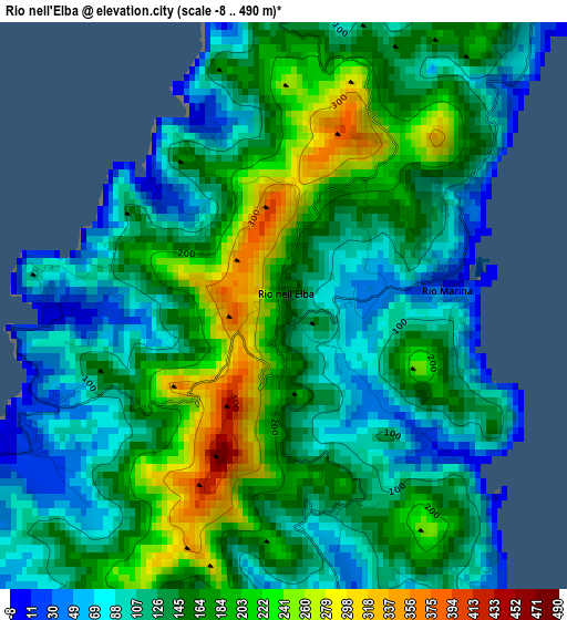 Rio nell'Elba elevation map