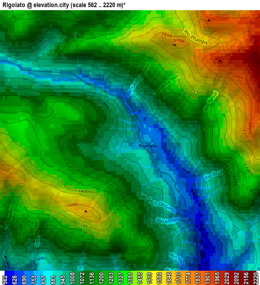 Rigolato elevation map