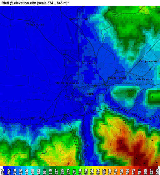 Rieti elevation map