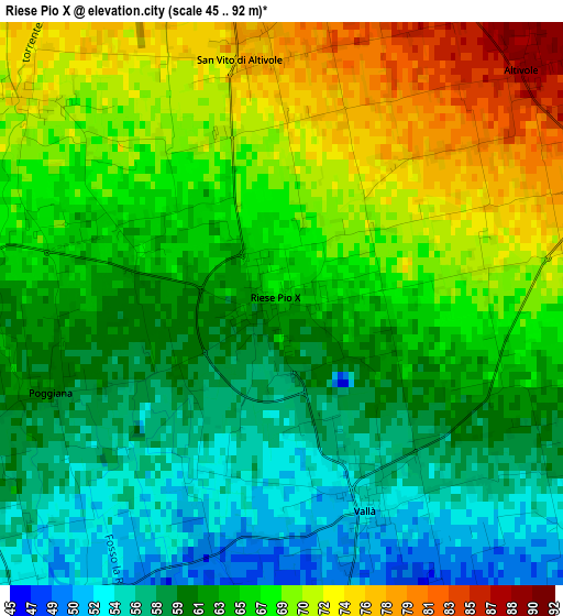 Riese Pio X elevation map