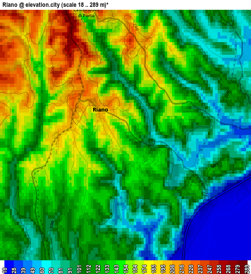 Riano elevation map