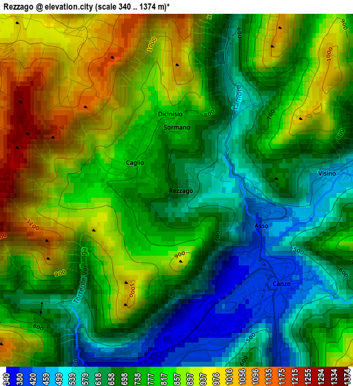 Rezzago elevation map