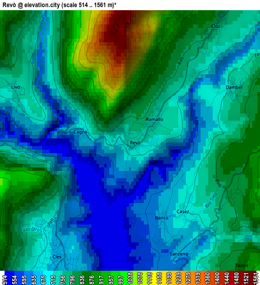 Revò elevation map