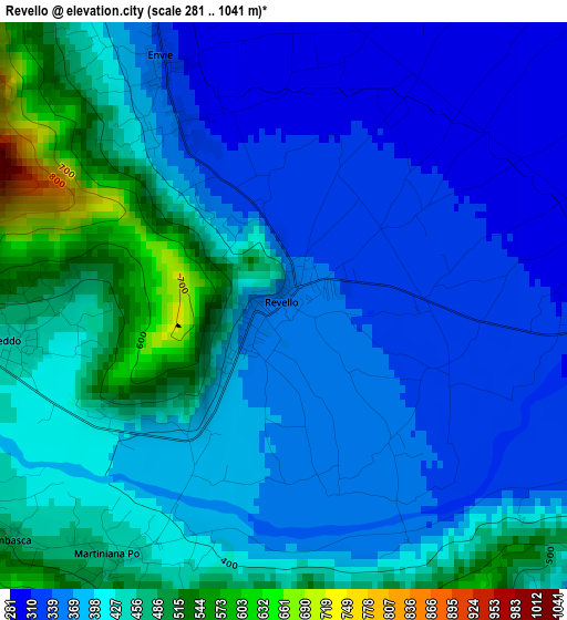 Revello elevation map