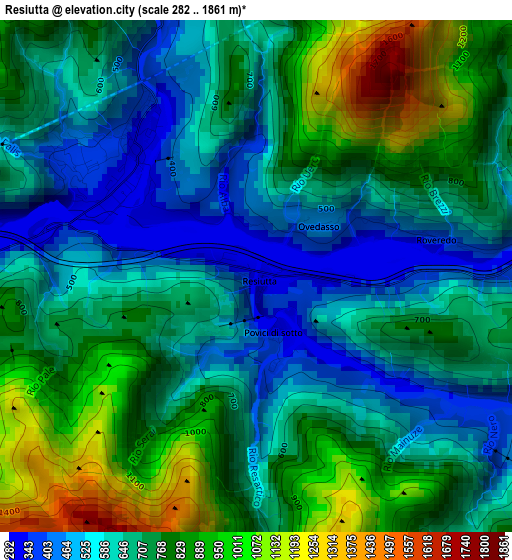 Resiutta elevation map