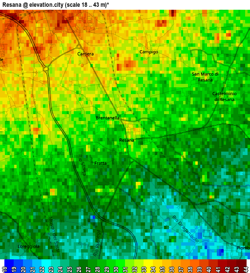 Resana elevation map