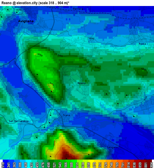 Reano elevation map