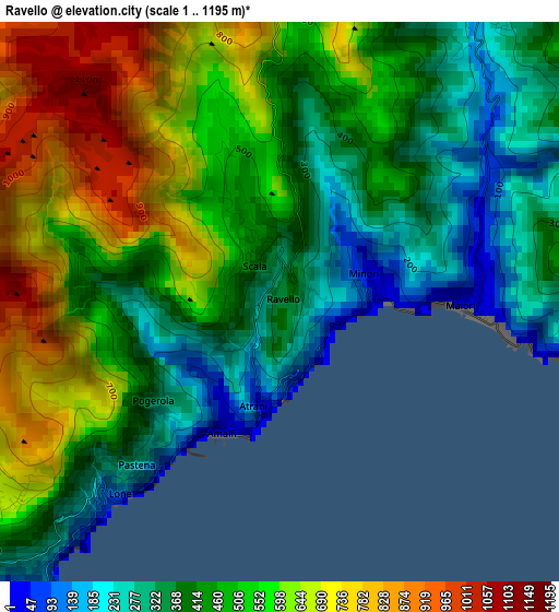 Ravello elevation map