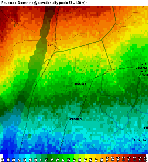 Rauscedo-Domanins elevation map