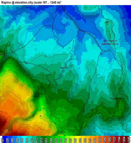 Rapino elevation map