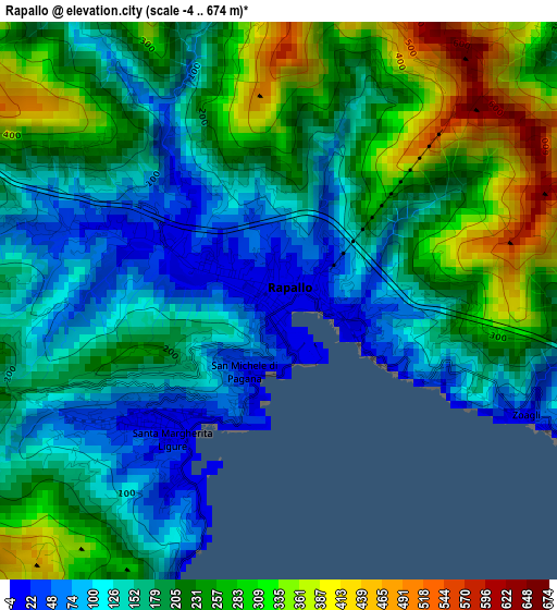 Rapallo elevation map