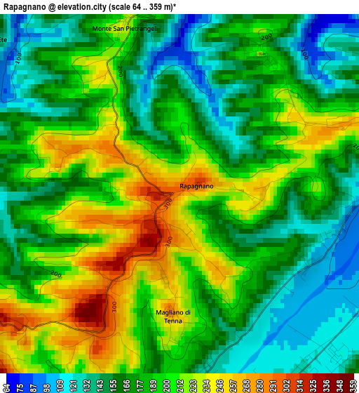 Rapagnano elevation map