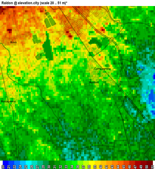 Raldon elevation map