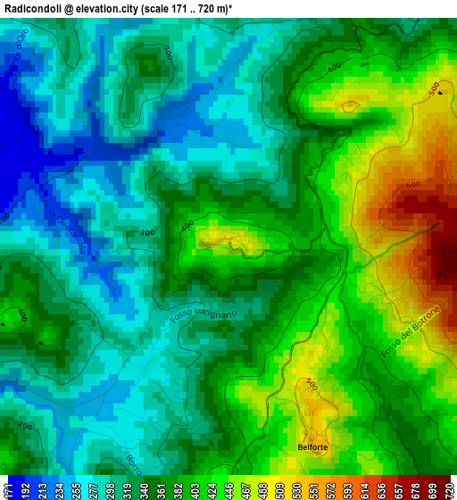 Radicondoli elevation map