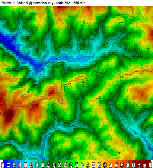 Radda in Chianti elevation map