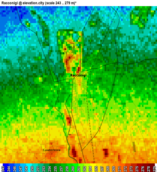 Racconigi elevation map