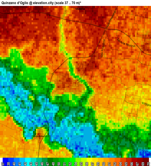 Quinzano d'Oglio elevation map