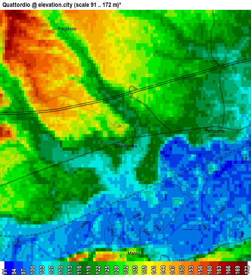 Quattordio elevation map