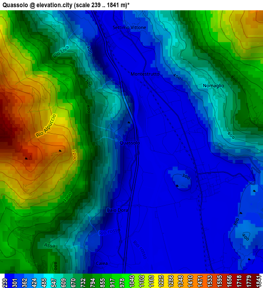 Quassolo elevation map