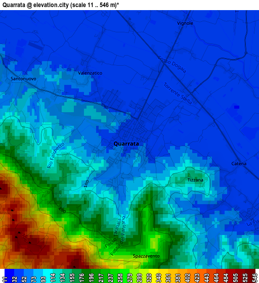 Quarrata elevation map