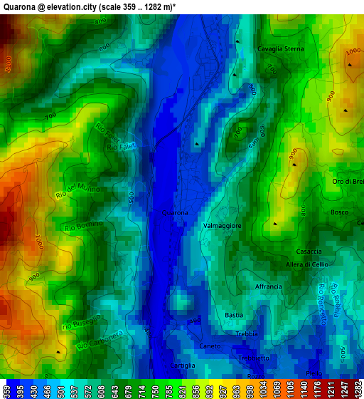 Quarona elevation map