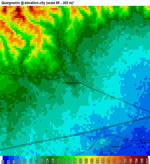 Quargnento elevation map