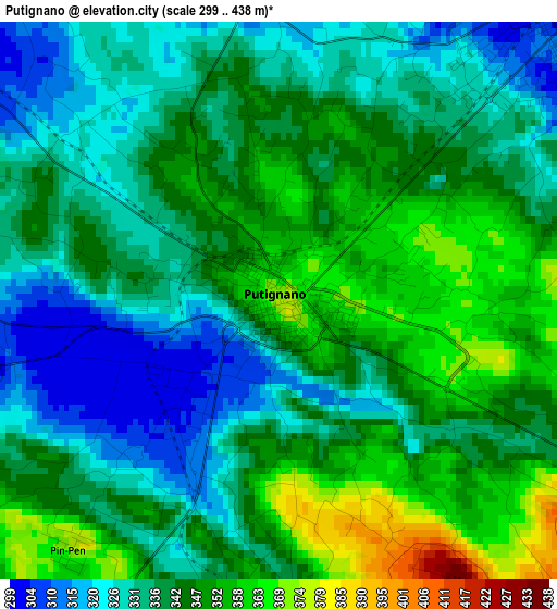 Putignano elevation map