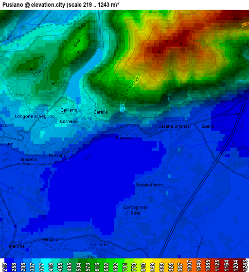 Pusiano elevation map