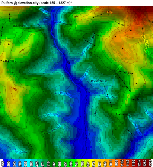 Pulfero elevation map