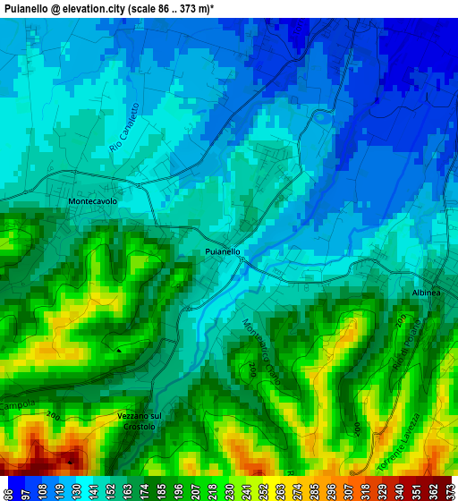 Puianello elevation map