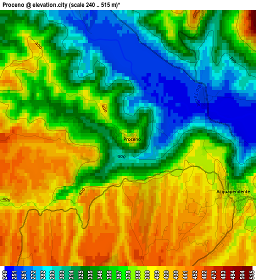 Proceno elevation map