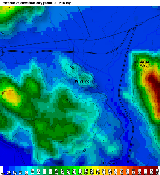 Priverno elevation map