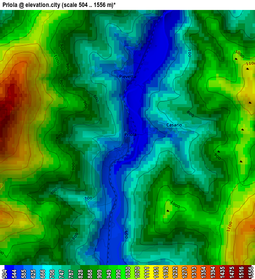 Priola elevation map