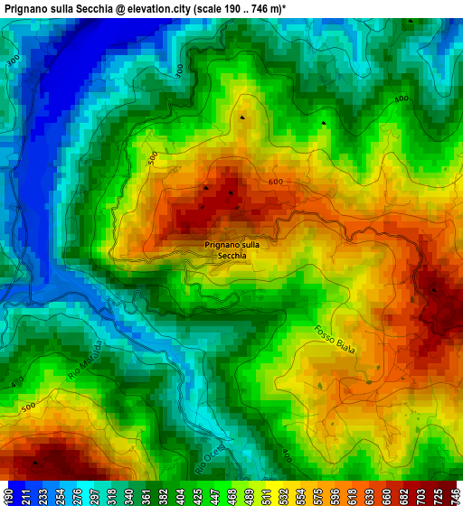 Prignano sulla Secchia elevation map