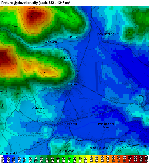 Preturo elevation map