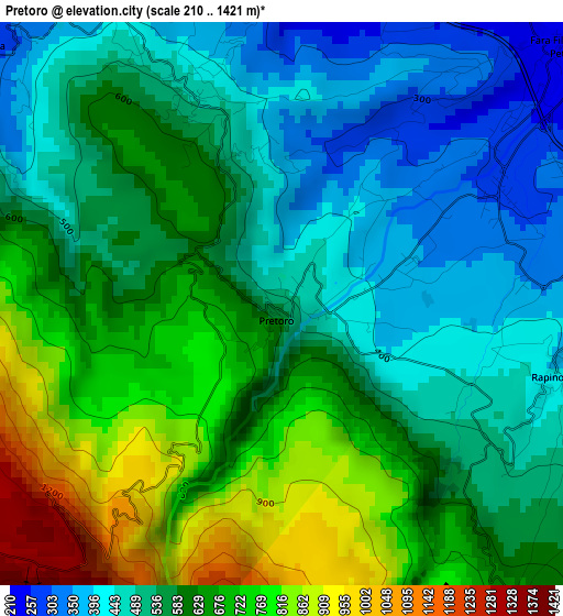 Pretoro elevation map