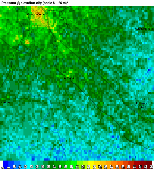 Pressana elevation map