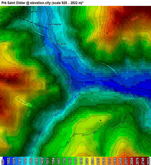 Prè Saint Didier elevation map