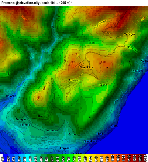 Premeno elevation map