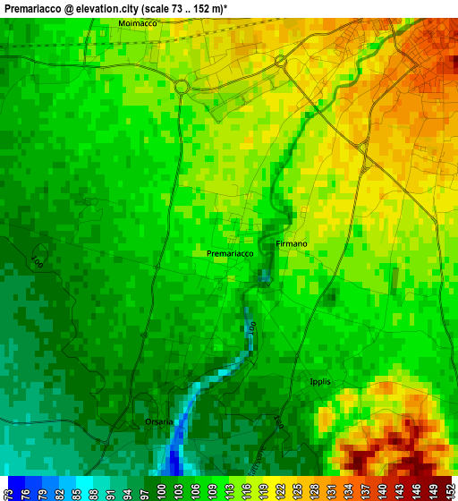 Premariacco elevation map