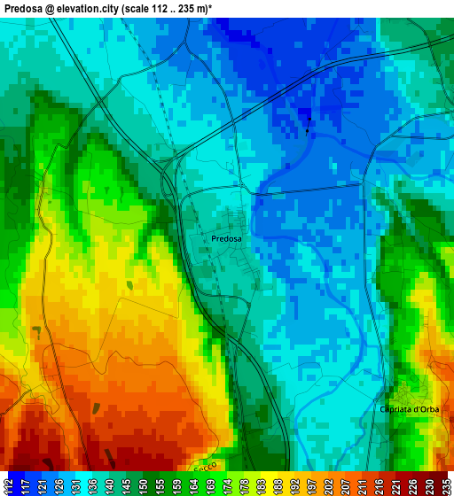 Predosa elevation map