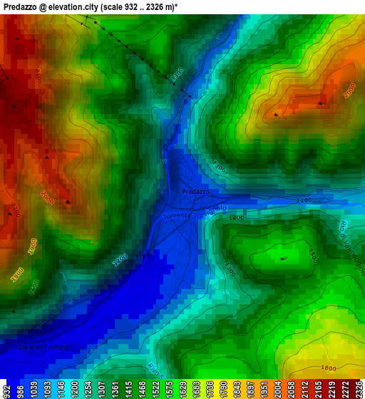 Predazzo elevation map