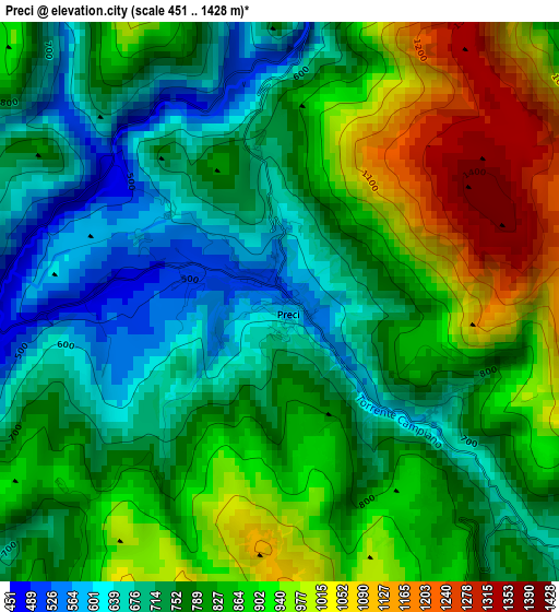 Preci elevation map