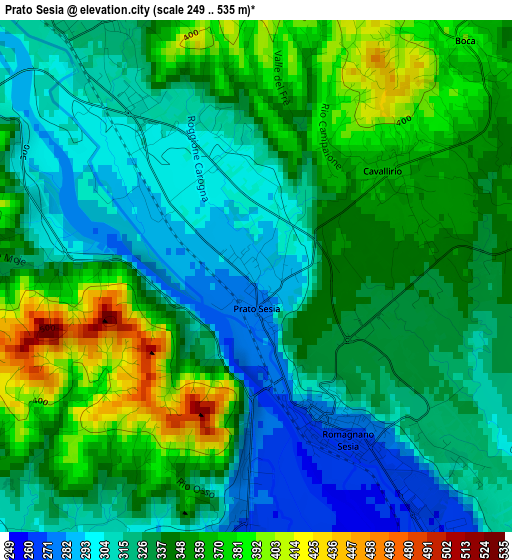 Prato Sesia elevation map