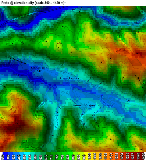 Prato elevation map