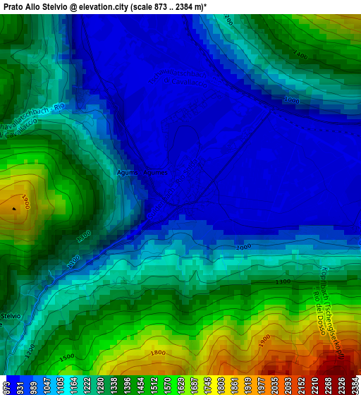 Prato Allo Stelvio elevation map