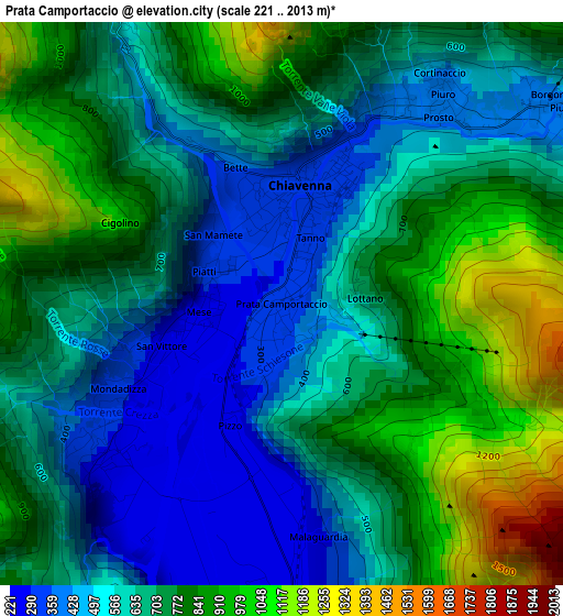 Prata Camportaccio elevation map