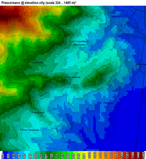 Prascorsano elevation map