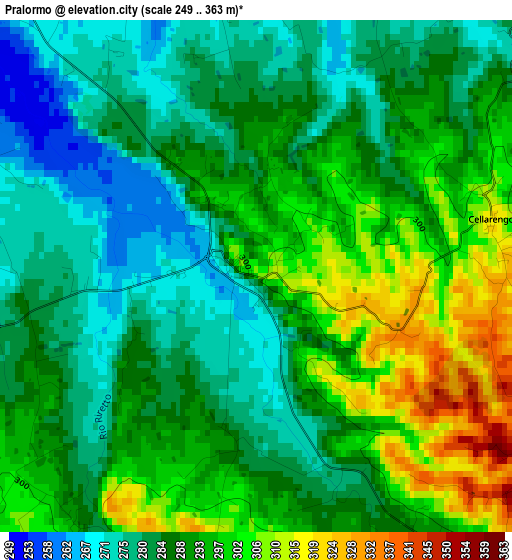 Pralormo elevation map