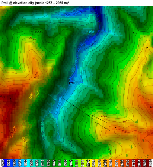 Prali elevation map